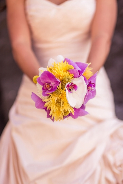 Orchid and chrysanthemum bouquet