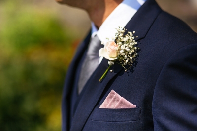 Spray rose and gyp buttonhole